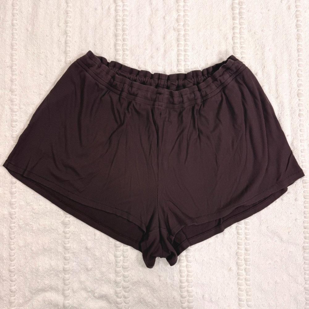 SKIMS Soft Lounge Sleep Short Espresso Dark Brown Ribbed Modal Womens 2X